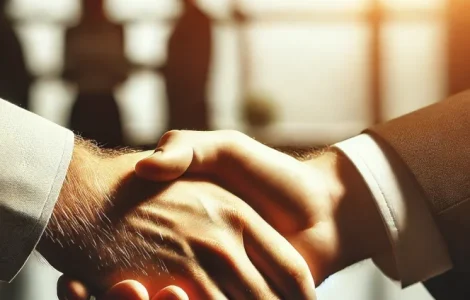 Männer, die sich die Hand geben.